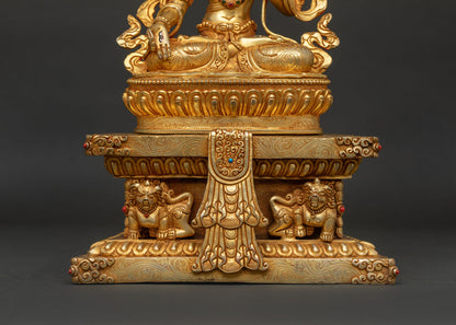 White Tara with Throne Statue | Seven Eyed Goddess of Compassion