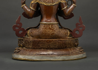 Oxidized Chenrezig Statue - Spiritual Home and Altar Decor