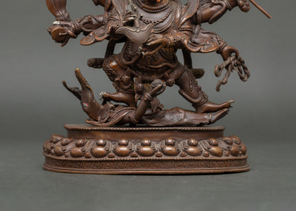 Shadbhuja Mahakala Statue | Sacred Dharma Protector Copper Art