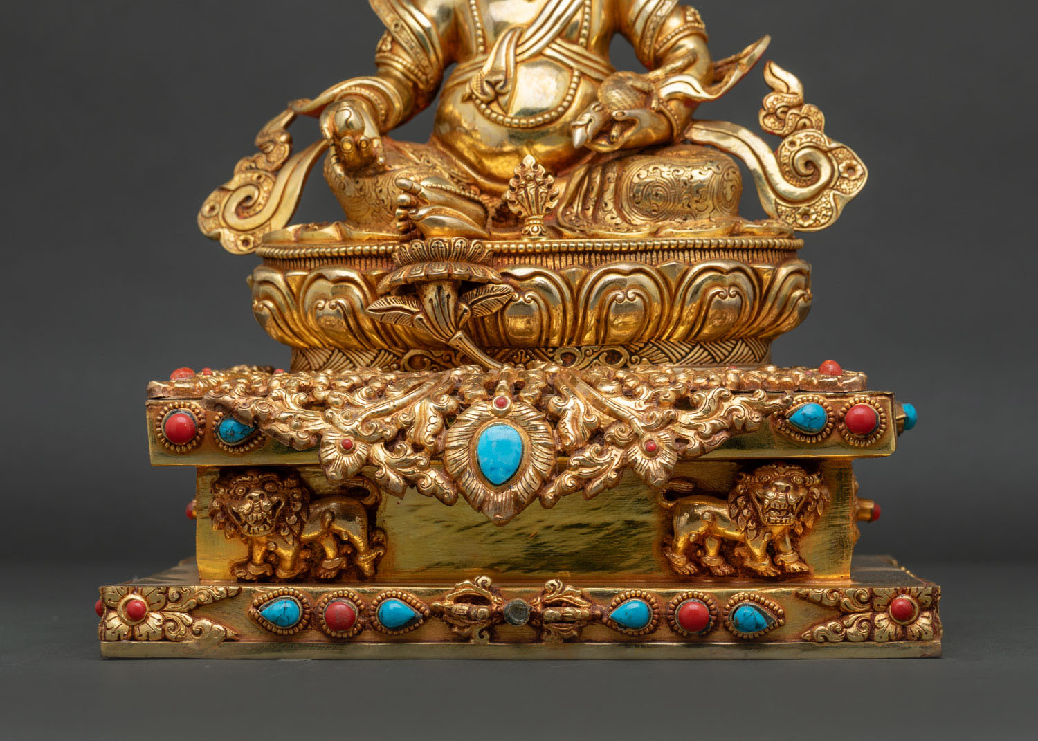 Dzambhala On Jeweled Throne Statue | Tibetan Buddhist Sculpture