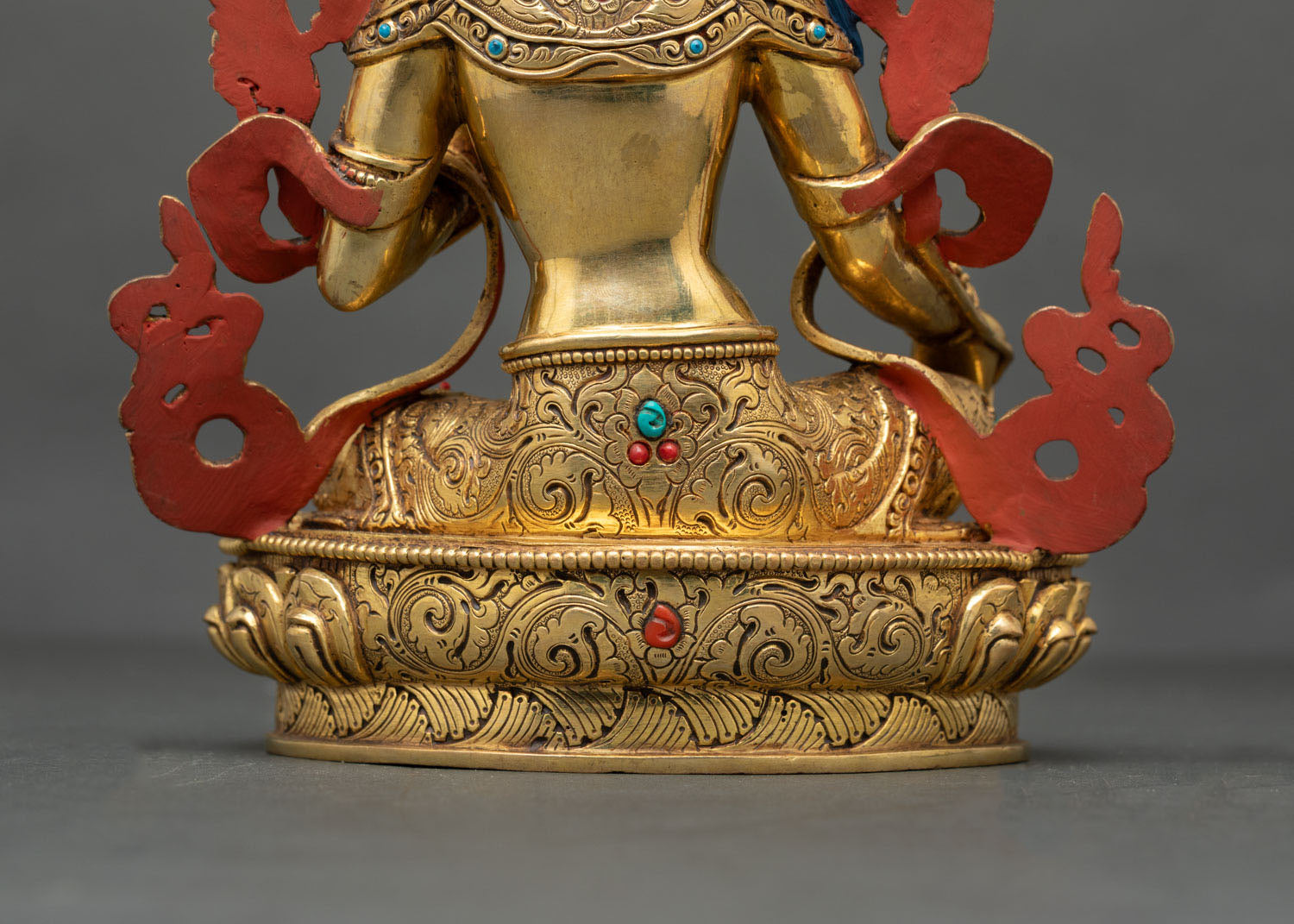 Elegant Green Tara | Gold Gilded Copper Tara Statue