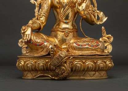 Compassionate Green Tara Statue | Lost Wax Casted Copper Sculpture