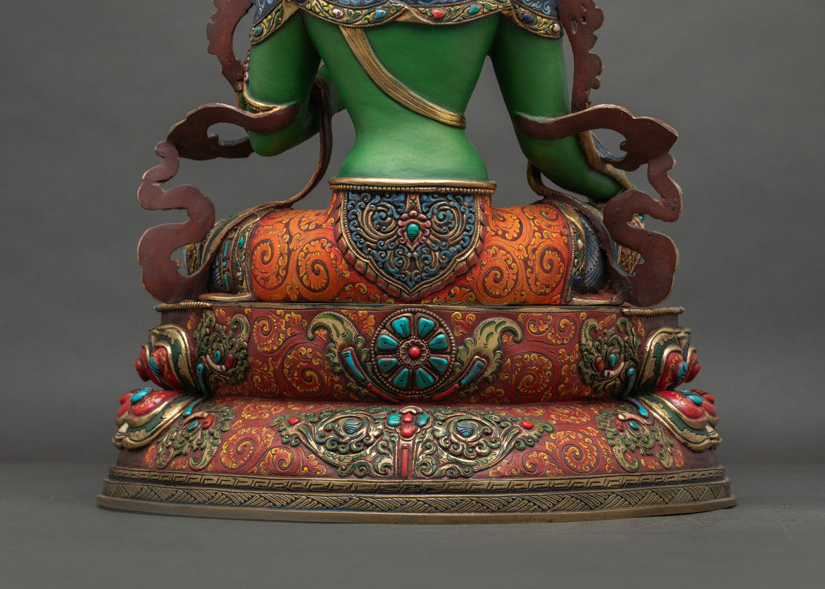 Vibrant Green Tara Sculpture – Handcrafted Nepali Buddhist Art