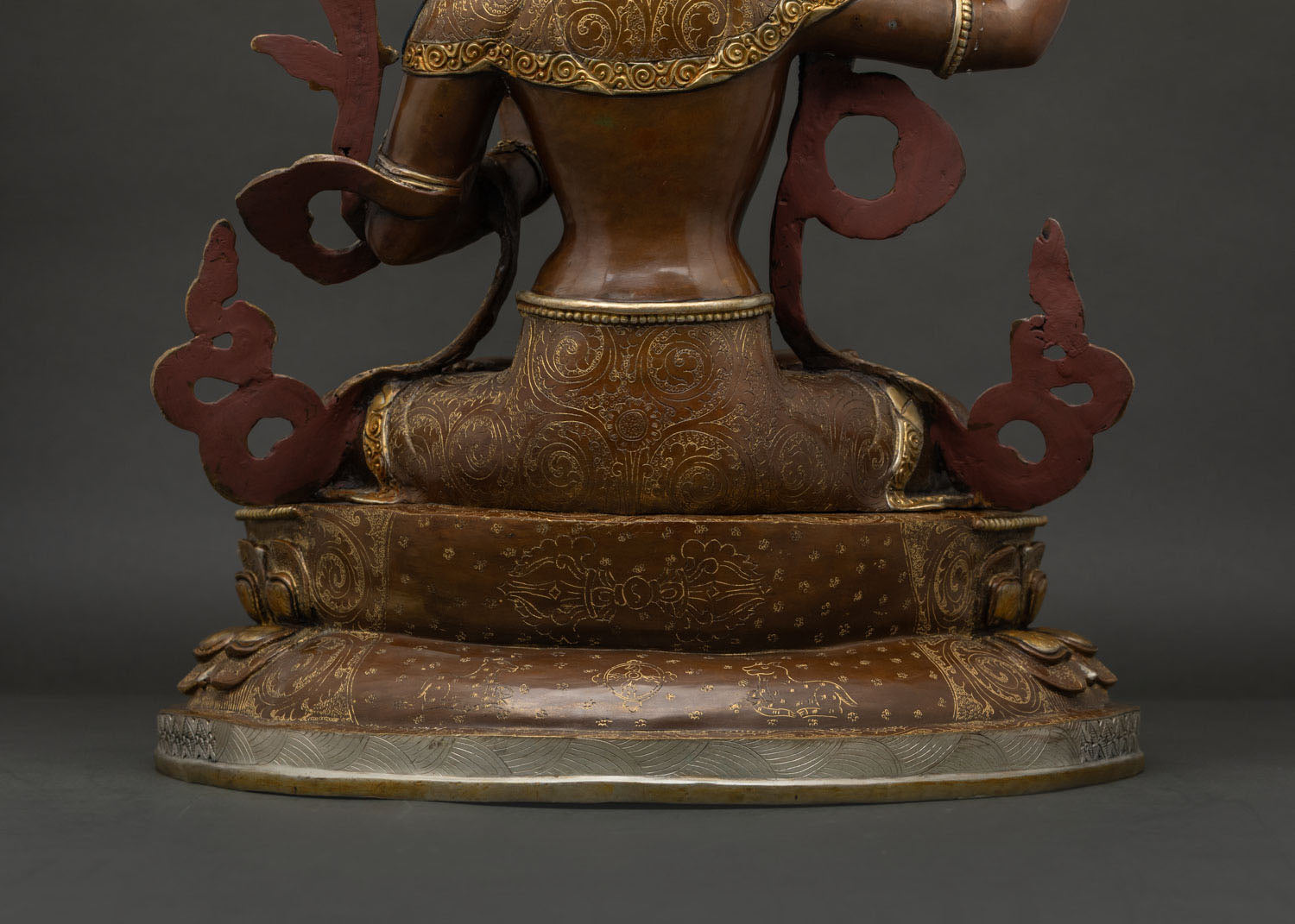 Manjushri Statue from Nepal | Oxidized Copper & Gold Sacred Art