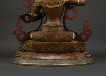 Manjushri Statue from Nepal | Oxidized Copper & Gold Sacred Art