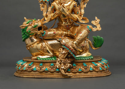 Manjushri Copper Statue | Bodhisattva of Wisdom for Meditation Spaces