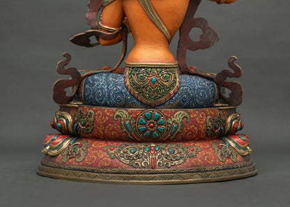 Traditional Manjushri Sculpture for Meditation | Colorful Buddhist Art