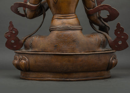 Traditional Green Tara Statue | Chemically Oxidized Copper Sculpture
