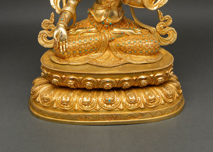 Beautiful White Tara | Himalayan Meditation Copper Sculpture