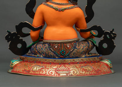Yellow Dzambhala Statue | Traditional Newari Craftsmanship