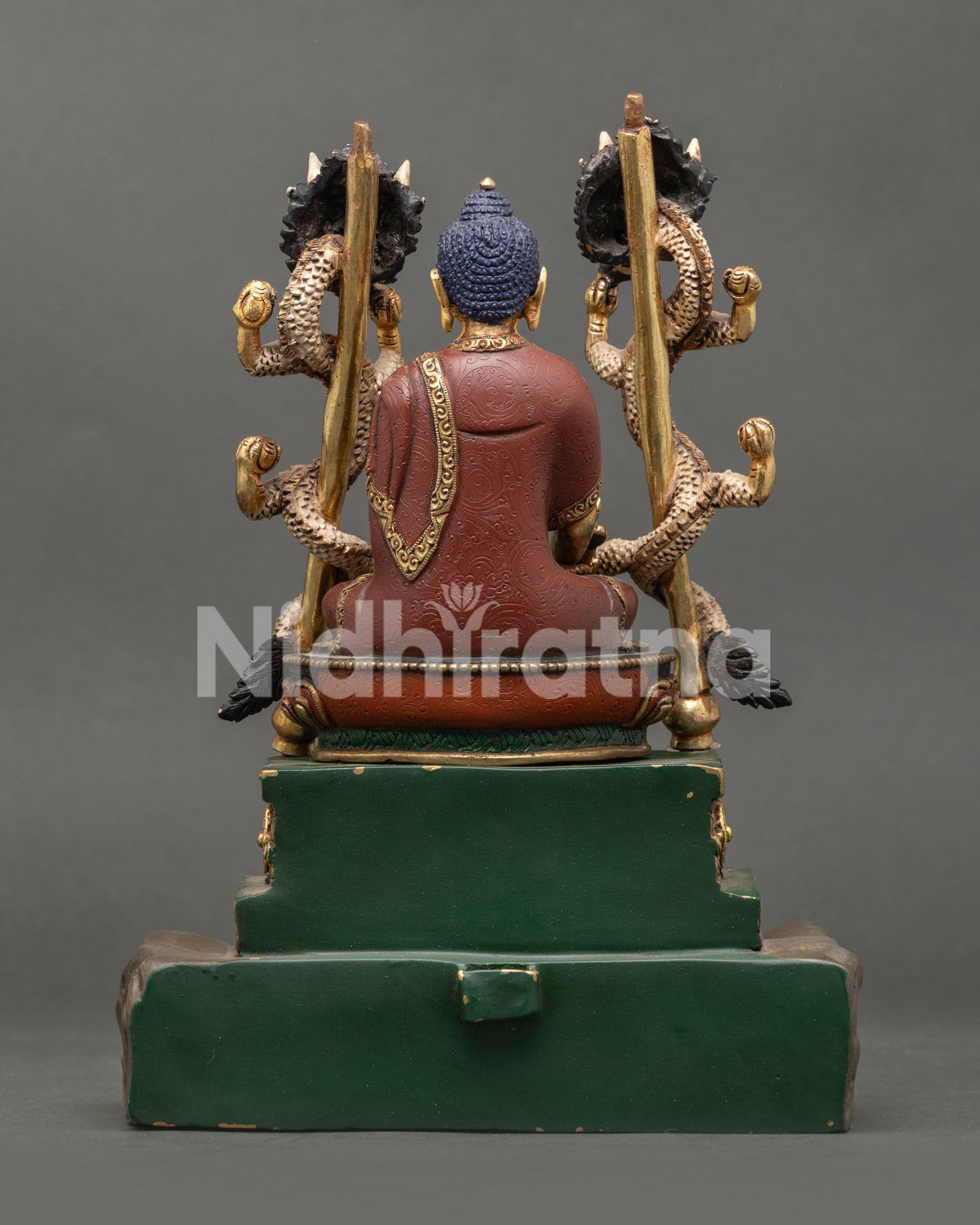 Medicine Buddha Statue With Throne & Five Dhyani Buddhas