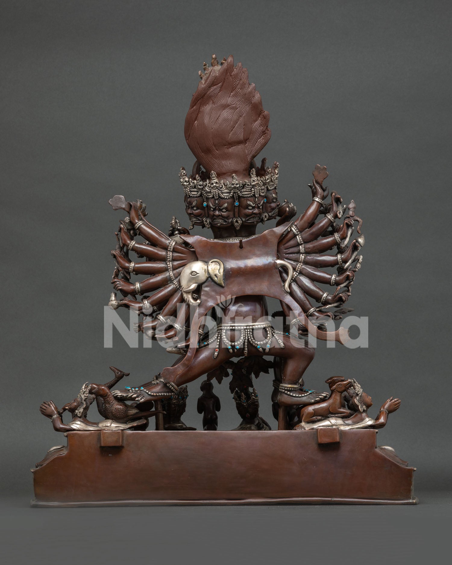 Buffalo-headed Yamantaka Statue | Large-Size Oxidized Copper Sculpture