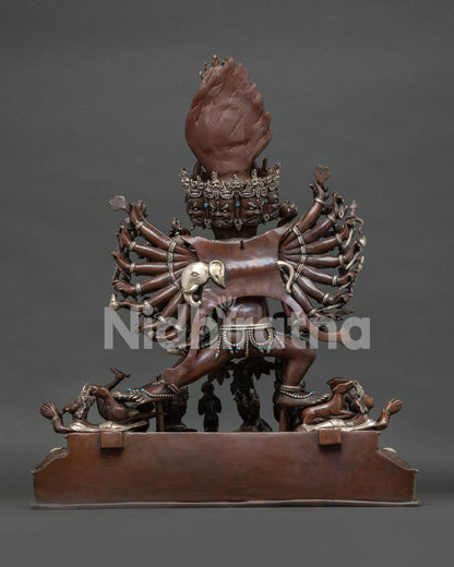 Buffalo-headed Yamantaka Statue | Large-Size Oxidized Copper Sculpture