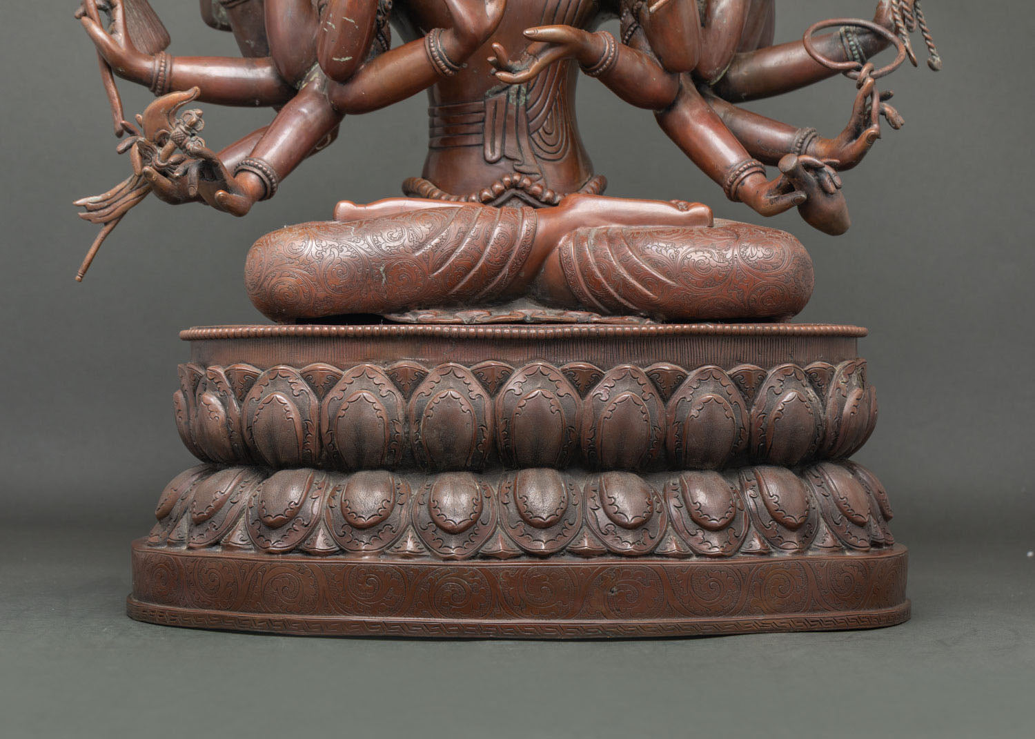 Japanese Chundi (Juntei Kannon) Statue | Oxidized Copper Buddhist Art