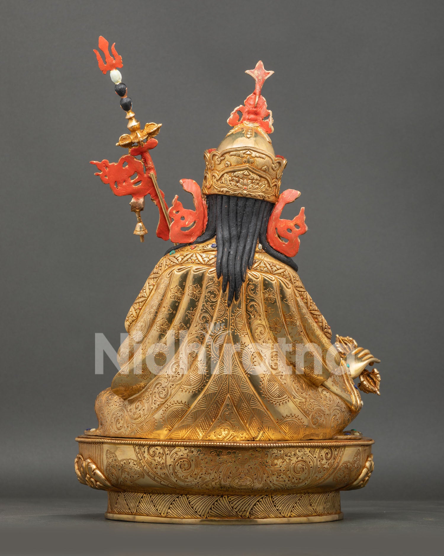 Guru Rinpoche with Two Consorts Statue – Sacred Vajrayana Art