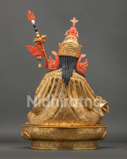 Guru Rinpoche with Two Consorts Statue – Sacred Vajrayana Art
