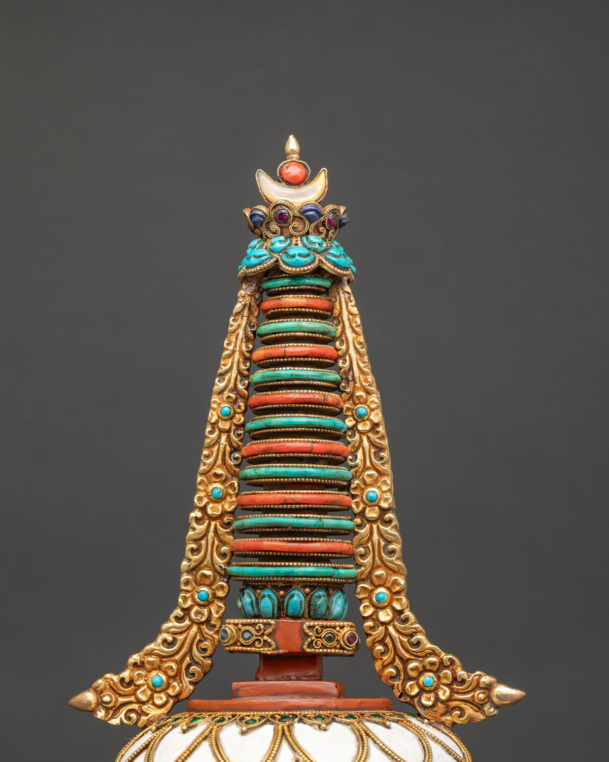 Traditional Stupa | Tibetan Chorten with Gemstone Inlay