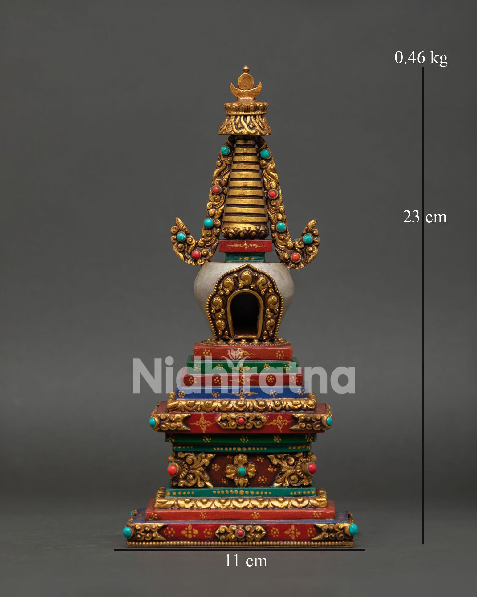 Buddhist Stupa with Hand Painted Finish, Made in Nepal