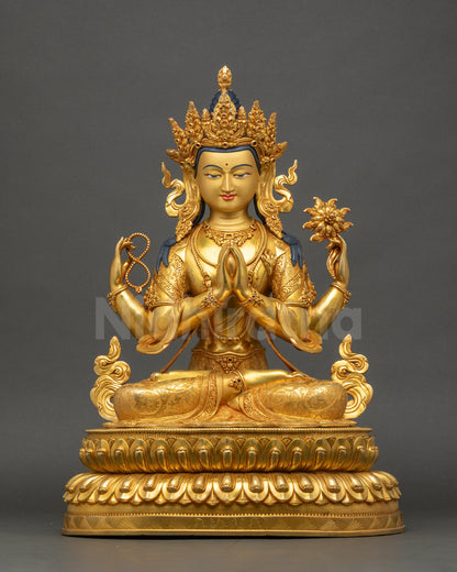 Bodhisattva Avalokiteshvara statue gold-gilded Nepalese art