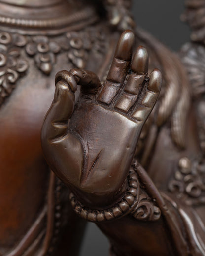 Oxidized Manjushri Statue | Buddhist Meditation & Spiritual Decor