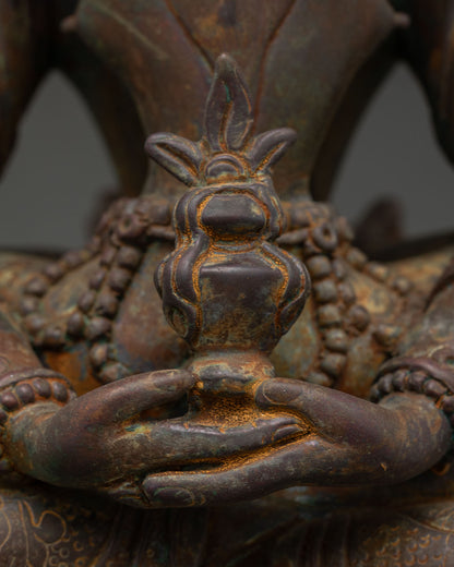 Amitayus with Consort | Sacred Buddhist Statue from Nepal