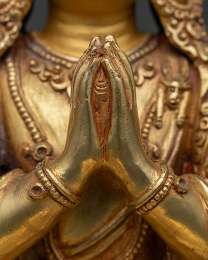 Four-armed Chenrezig Statue for Buddhist Altar | Handmade in Nepal