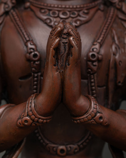 Four-Armed Chenrezig Statue | Traditional Nepalese Buddhist Art