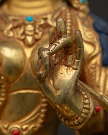 Green Tara Statue | 24K Gold Gilded Copper Sculpture