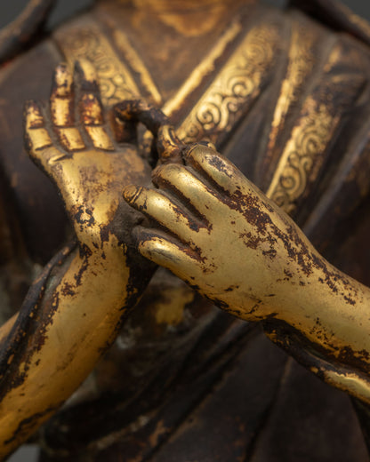 Antique Finished Tsongkhapa Statue | Sacred Tibetan Lama Sculpture