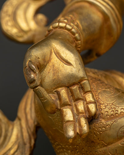 Green Tara Statue | 24K Gold Fire Gilded Buddhist Artwork