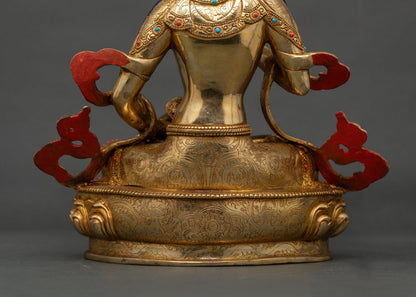 Nepalese Dorje Sempa Sculpture | 24K Gold Fire-Gilded Copper Figurine