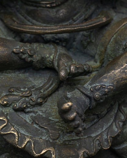 Simhanada Manjushri Statue | Antique-Finish Bronze Sculpture