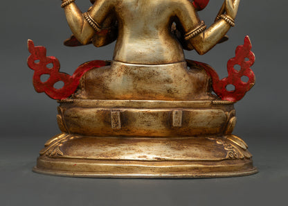 Dzambhala Statue | Gold Fire-Gilded Wealth Deity Sculpture