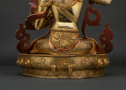 Bodhisattva Manjushri Statue | 24K Gold Fire-Gilded Buddhist Artwork