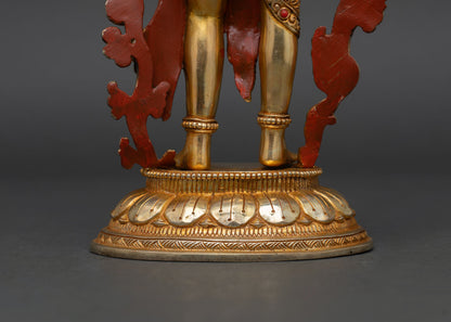 Standing Avalokiteshvara Statue | 24K Gold Gilded Nepalese Art