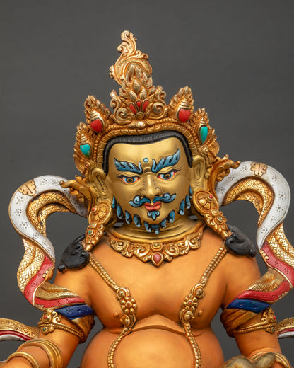 Yellow Dzambhala Figurine | Buddhist Wealth Sculpture of Nepal