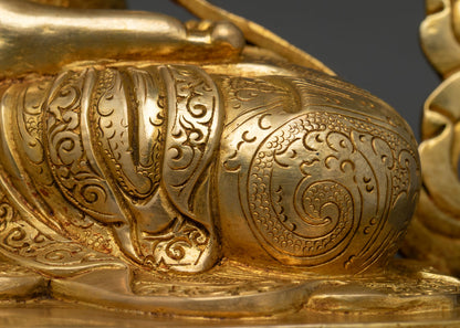 Tibetan Manjushri | 24K Gold Fire-Gilded Sculpture