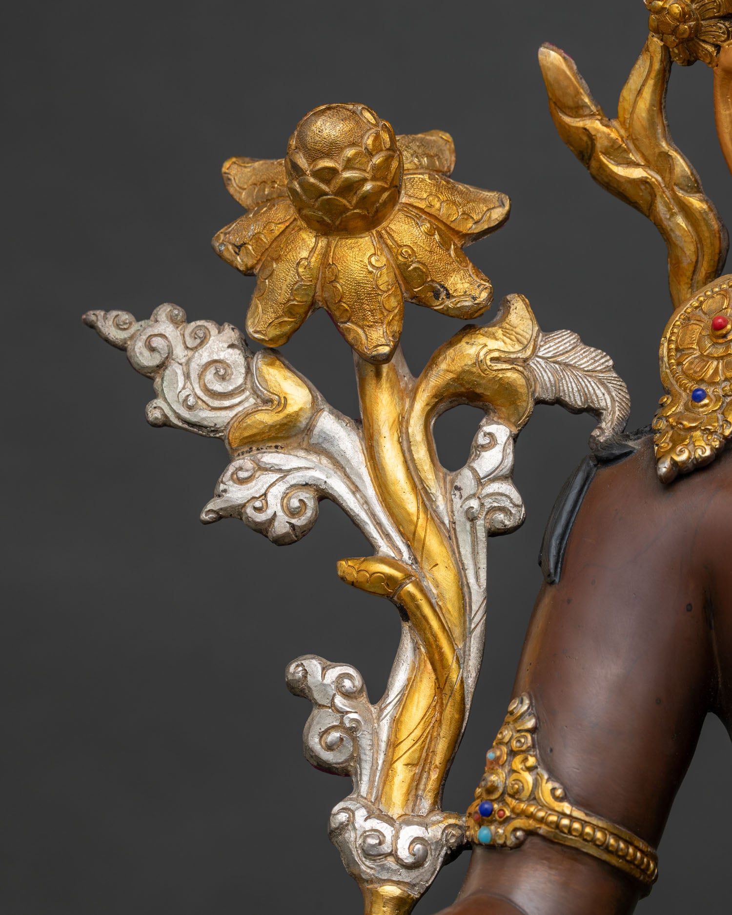Spiritual Green Tara Statue – Handcrafted Oxidized Copper Sculpture