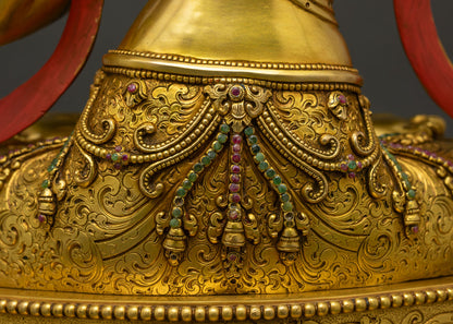 Large Size Manjushri Statue | 24K Gold Fire-Gilded Copper Sculpture