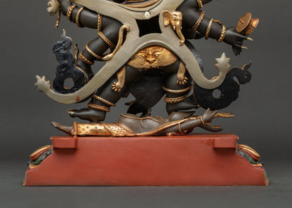 Wrathful Six-Armed Mahakala Statue | Powerful Vajrayana Buddhist Artwork