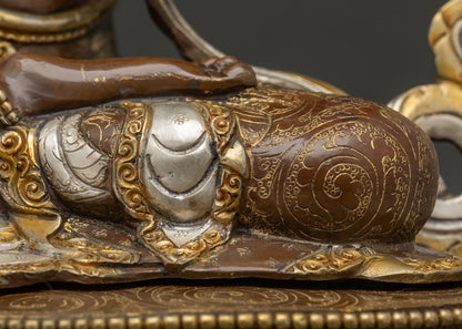 Manjushri Statue from Nepal | Oxidized Copper & Gold Sacred Art