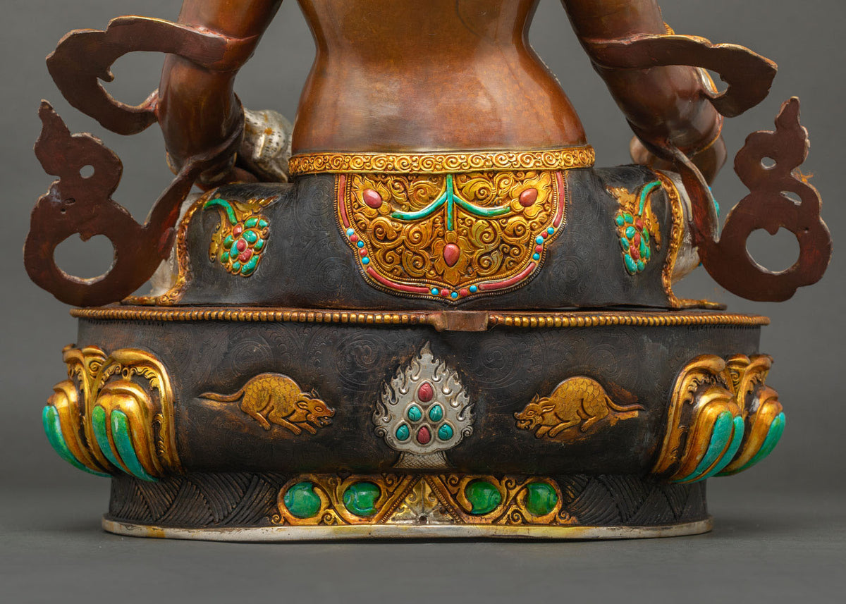 Oxidized Dzambhala Statue – Buddhist Wealth & Prosperity Deity Figurine