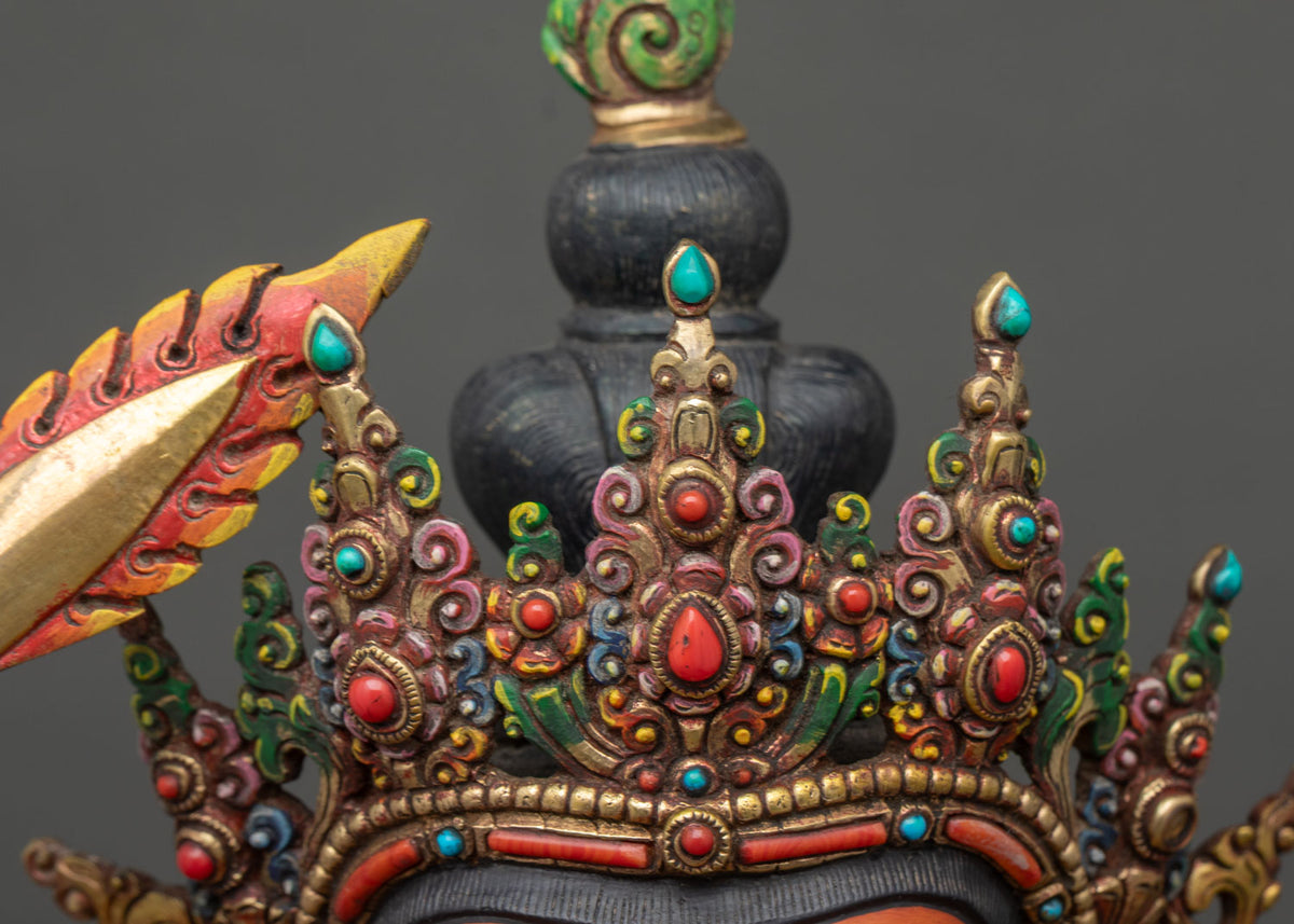 Traditional Manjushri Sculpture for Meditation | Colorful Buddhist Art