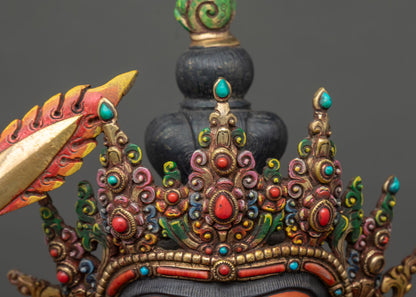 Traditional Manjushri Sculpture for Meditation | Colorful Buddhist Art