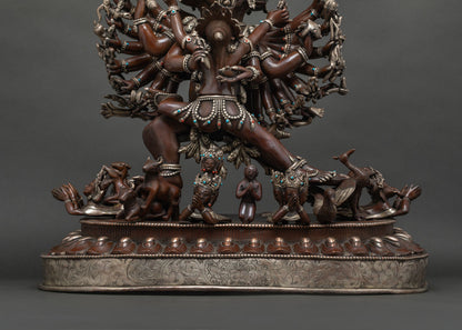 Buffalo-headed Yamantaka Statue | Large-Size Oxidized Copper Sculpture