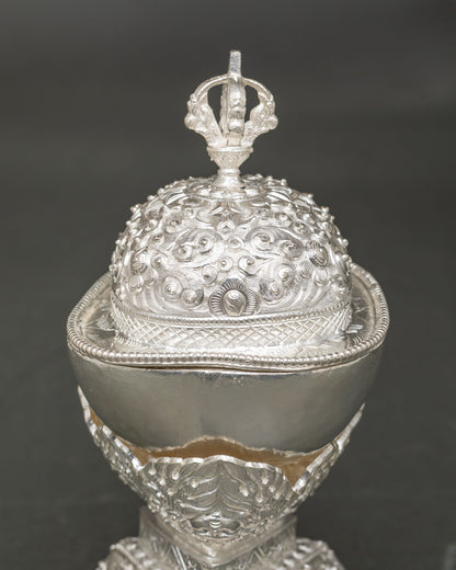 Ornate Buddhist Kapala | Handcrafted Skull Cup from Nepal