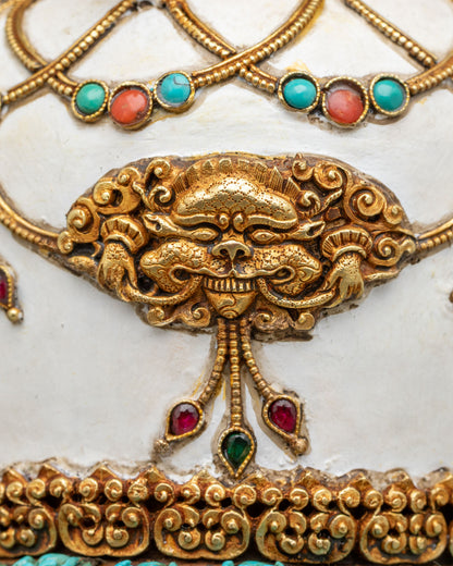 Traditional Stupa | Tibetan Chorten with Gemstone Inlay