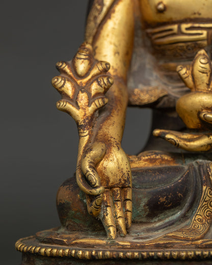 Antique-Finished Medicine Buddha Statue | Buddha of Healing and Well-Being