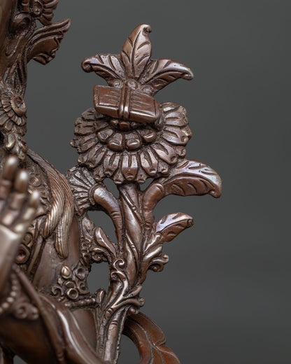 Oxidized Manjushri Statue | Buddhist Meditation & Spiritual Decor