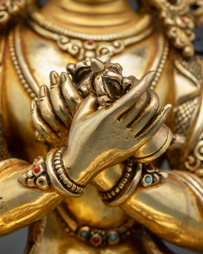Vajradhara Buddha Statue | 24K Gold Copper Buddhist Sculpture